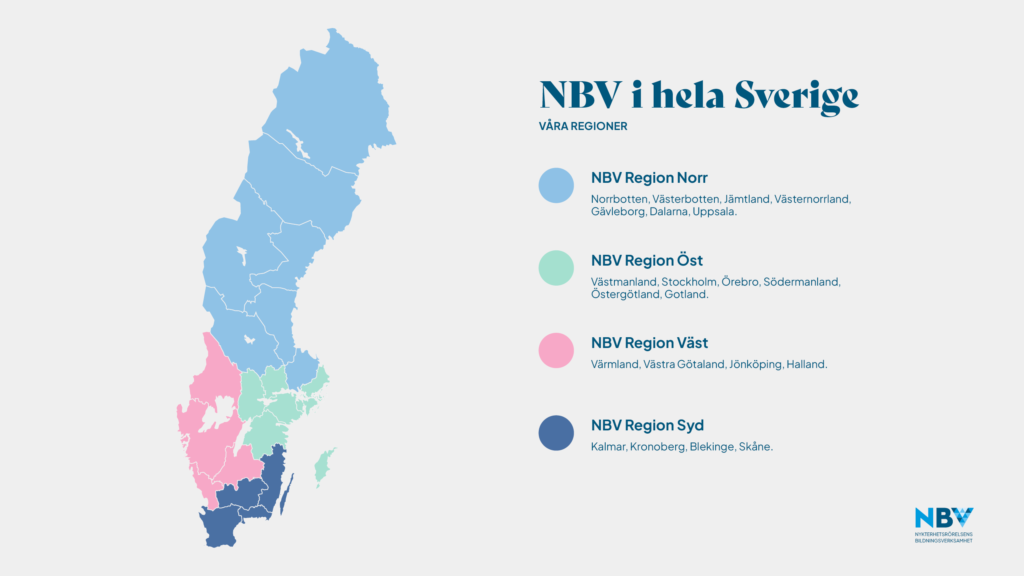 En illustrativ bild där landet är indelat i fyra regioner.
