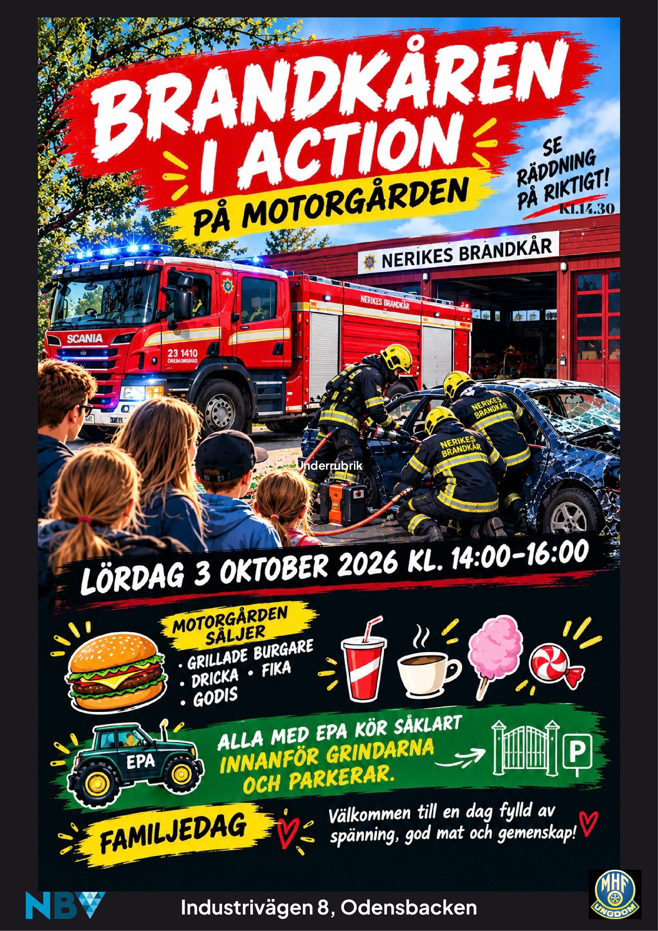 Brandk&aring;ren i action p&aring; motorg&aring;rden